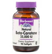 Витамин Bluebonnet Nutrition Натуральный бета-каротин, Beta Carotene 25,000МЕ, 90 гелевы (BLB-00316)