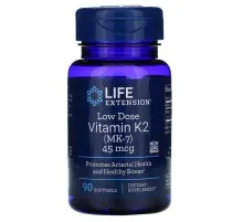 Вітамін Life Extension Вітамін К2 (МК-7) 45 мкг, Low Dose Vitamin K2 (MK-7), 90 жел (LEX-19369)