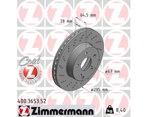 Тормозной диск ZIMMERMANN 400.3653.52