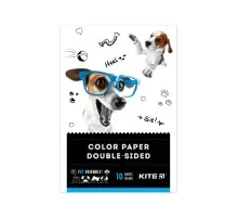 Кольоровий папір Kite двусторонняя Dogs 10 аркушів/10 кольорів (K22-293)