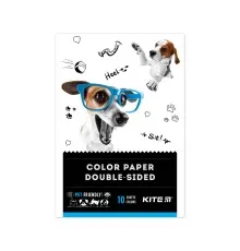 Кольоровий папір Kite двусторонняя Dogs 10 аркушів/10 кольорів (K22-293)