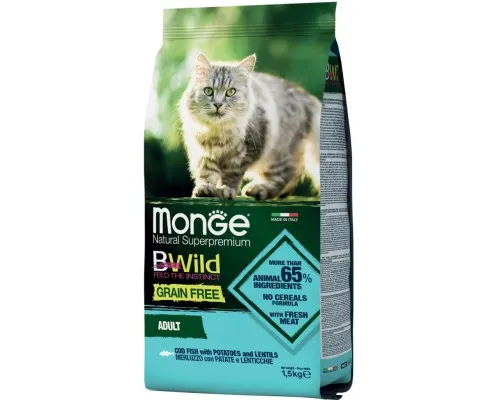 Сухой корм для кошек Monge Cat Bwild GR.FREE со вкусом трески 1.5 кг (8009470012058)