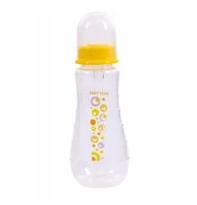 Пляшечка для годування Baby Team ергономічної форми із силіконовою соскою 0+ 250 мл (1412_жовта)