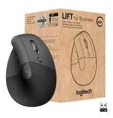 Мышка Logitech Lift Vertical Ergonomic Wireless/Bluetooth for Business Graphite (910-006494)
