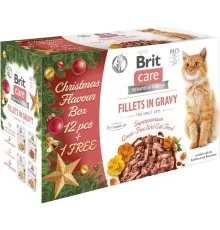 Влажный корм для кошек Brit Care Cat рождественский набор филе в соусе 85 г 12+1 шт (8595602558551)