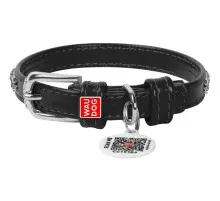 Нашийник для тварин WAUDOG Glamour з QR-паспортом "Стрази" XS Ш 9 мм чорний (33061)