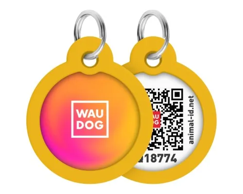 Адресник для тварин WAUDOG Smart ID з QR паспортом Градієнт помаранчевий, коло 30 мм (230-4035)