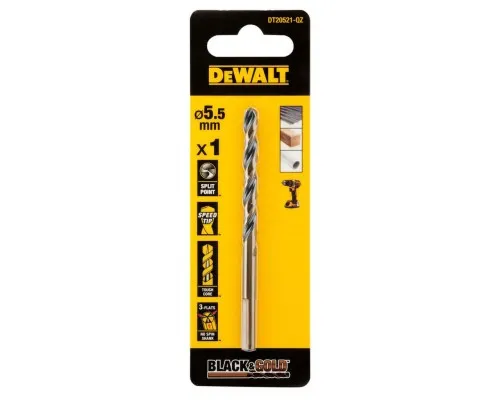 Сверло DeWALT по металлу Black & Gold,HSS-G, 5.5 х 93 х 57 мм (DT20521)