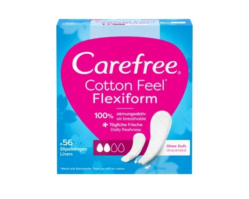 Ежедневные прокладки Carefree Cotton Feel Flexiform Без аромата 56 шт. (3574661482194)