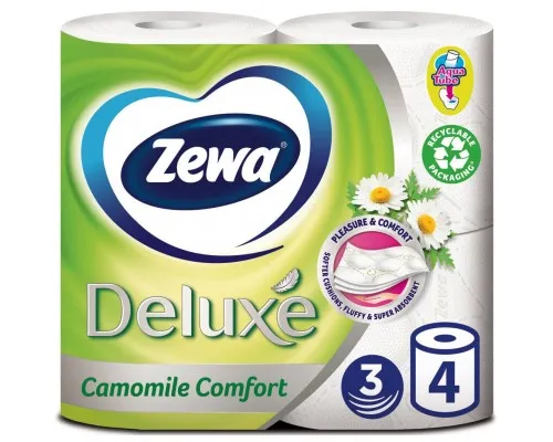 Туалетная бумага Zewa Deluxe Ромашка 3 слоя 4 рулона (7322540060133)