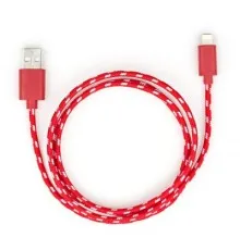 Дата кабель USB 2.0 AM to Lightning 2color nylon 1m red Vinga (VCPDCLNB31R)
