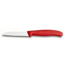 Кухонный нож Victorinox SwissClassic для овощей 8см, волнистое лезвие, красный (6.7431)