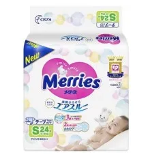 Підгузки Merries для дітей S 4-8 кг 24 шт (555016)