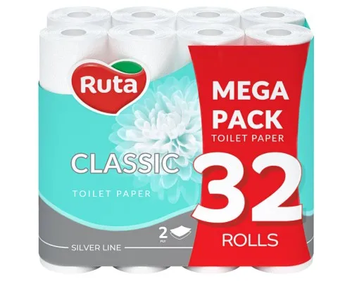 Туалетний папір Ruta Classic 2 шари Білий 32 рулона (4820202892670)