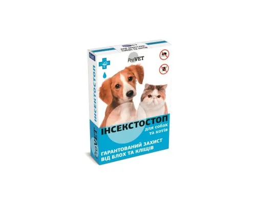 Капли для животных ProVET Инсектостоп от блох и клещей для кошек и собак 6/0.8 мл (4823082409815)