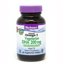Жирные кислоты Bluebonnet Nutrition Вегетарианская Омега-3 из Водорослей, DHA 200 mg, 30 растите (BLB0908)