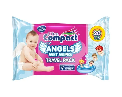 Детские влажные салфетки Ultra Compact Angels Baby 20 шт (8697420533328)