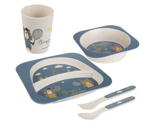 Набор детской посуды Canpol babies BONJOUR PARIS посуды 5 эл. синий (9/227_blu)