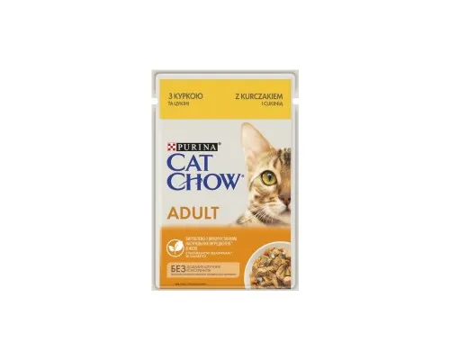 Вологий корм для кішок Purina Cat Chow Adult з куркою і кабачками в желе 85г (7613036595049)