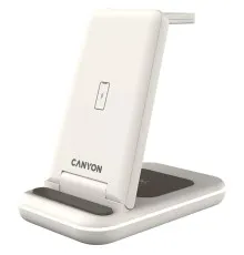 Зарядний пристрій Canyon WS-304 Foldable 3in1 Wireless charger Cosmic Latte (CNS-WCS304CL)