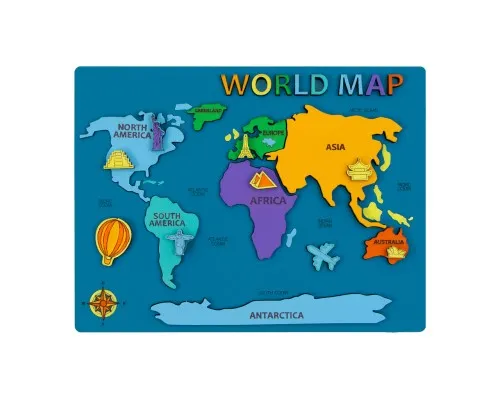 Набор для творчества Rosa Talent World Map 3D, МДФ 24,5 х 18,5 см (4823098540038)