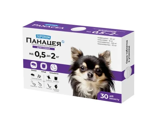 Таблетки для тварин SUPERIUM Панацея протипаразитарна для собак вагою 0.5-2 кг (9145)