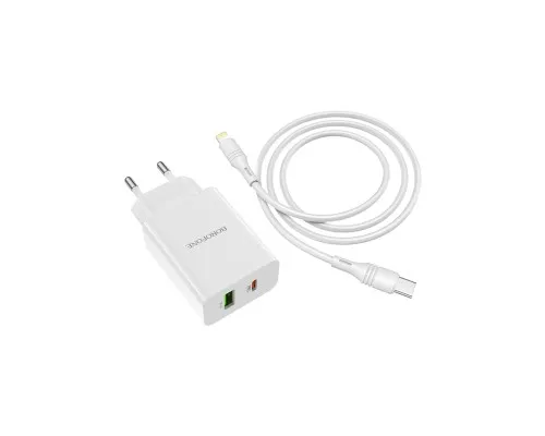 Зарядное устройство BOROFONE BA56A Lavida PD20W+QC3.0 charger (Type-C to Lightning) White (BA56ACLW)