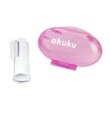 Дитяча зубна щітка Akuku силіконова, масажер для ясен, рожевий (A0265)