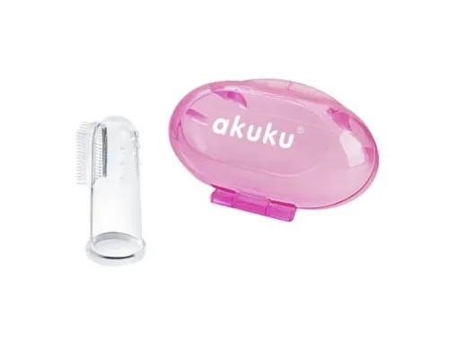 Дитяча зубна щітка Akuku силіконова, масажер для ясен, рожевий (A0265)