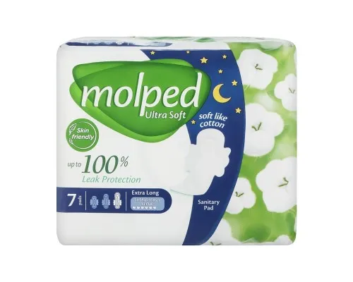 Гігієнічні прокладки Molped Ultra Soft Extra Long 6 крапель 32 см 7 шт. (8690536845231)