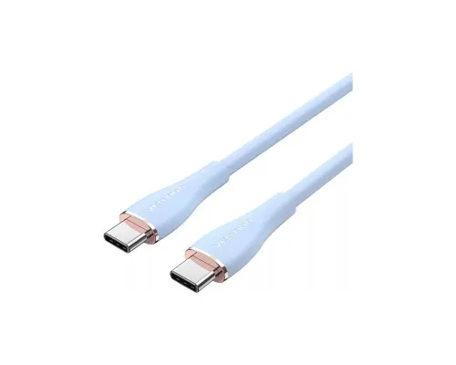 Дата кабель USB-C to USB-C 2.0m USB2.0 100W (20V/5A) Light Blue Silicone Vention (TAWSH)