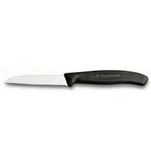 Кухонный нож Victorinox SwissClassic для овощей 8см, волнистое лезвие, черный (6.7433)
