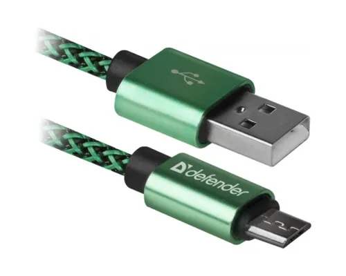 Дата кабель USB 2.0 AM to Micro 5P 1.0m USB08-03T green Defender (87804)