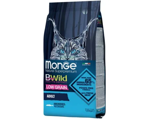 Сухий корм для кішок Monge Cat Bwild Low Grain з анчоусом 1.5 кг (8009470012010)