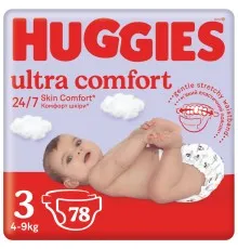 Підгузки Huggies Ultra Comfort 3 (4-9 кг) Mega 78 шт (5029053548760)