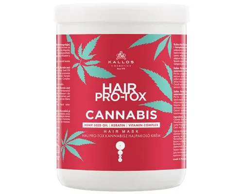 Маска для волосся Kallos Cosmetics Hair Pro-Tox Cannabis з олією насіння конопель, кератином і вітамінним комплексом 1000 мл (5998889517403)