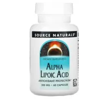 Антиоксидант Source Naturals Альфа-ліпоєва кислота, 300 мг, Alpha Lipoic Acid, 60 капсул (SNS-01764)