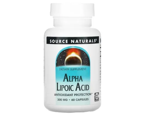 Антиоксидант Source Naturals Альфа-ліпоєва кислота, 300 мг, Alpha Lipoic Acid, 60 капсул (SNS-01764)