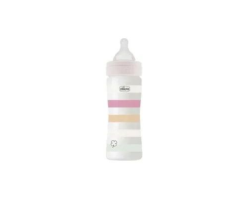 Пляшечка для годування Chicco Well-Being Colors з силіконовою соскою 2м+ 250 мл Рожева (28623.11)
