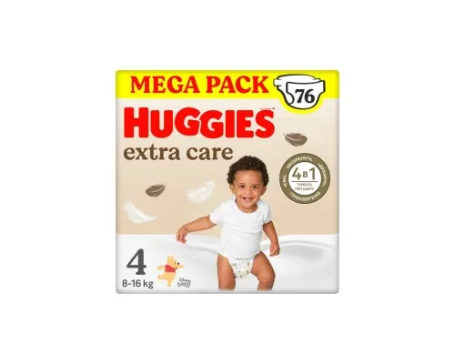 Подгузники Huggies Extra Care Size Размер 4 (8-16 кг) 76 шт (5029053583167)