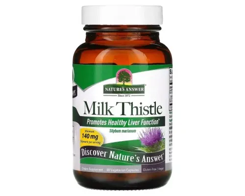 Травы Nature's Answer Расторопша, Milk Thistle, 60 вегетарианских капсул (NTA-16415)