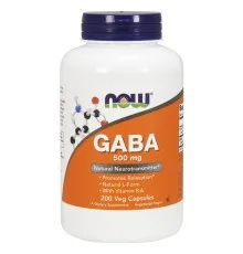 Аминокислота Now Foods GABA (Гамма-Аминомасляная Кислота) 500мг, 200 гелевых капсу (NOW-00088)