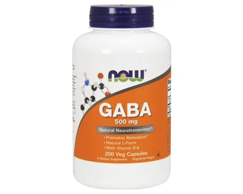 Аминокислота Now Foods GABA (Гамма-Аминомасляная Кислота) 500мг, 200 гелевых капсу (NOW-00088)