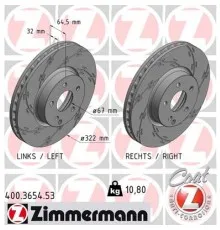 Тормозной диск ZIMMERMANN 400.3654.53