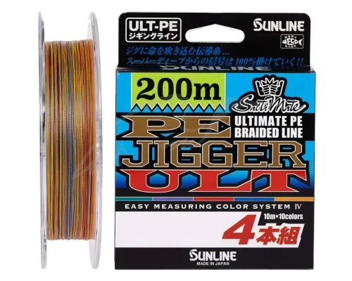 Шнур Sunline PE-Jigger ULT 200m 1.2/0.185mm 20lb/9.2kg Multi Color (1658.10.35)