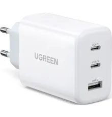 Зарядний пристрій Ugreen 3xUSB 65W (2xType-C+USB QC3.0) Fast Charger White CD275 (90496)