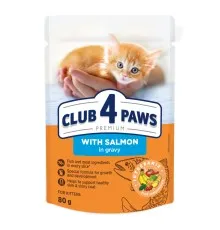 Вологий корм для кішок Club 4 Paws для кошенят з лососем 80 г (4820215369305)