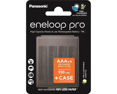 Аккумулятор Panasonic AA Eneloop 2500mAh Pro NI-MH * 4 + Сase (BK-3HCDEC4CP)