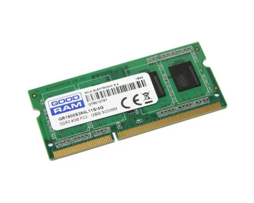 Модуль памяті для ноутбука SoDIMM DDR3 4GB 1600 MHz Goodram (GR1600S364L11S/4G)