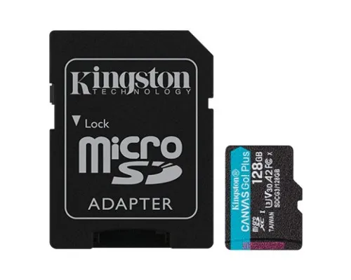 Карта памяті Kingston 128GB microSDXC class 10 UHS-I U3 A2 Canvas Go Plus (SDCG3/128GB)